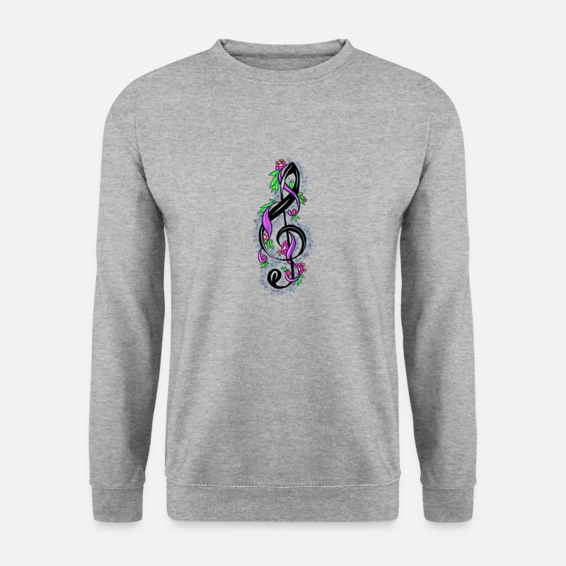 Notenschluessel - Unisex Pullover - Weißgrau meliert