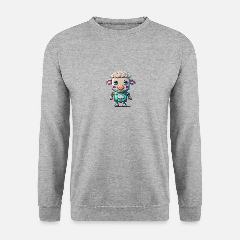Roboter Schaf - Unisex Pullover - Weißgrau meliert