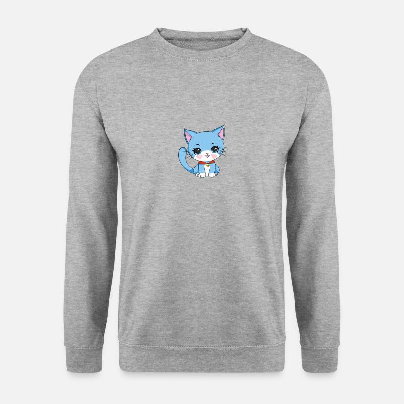 Niedliche blaue Katze - Unisex Pullover - Weißgrau meliert