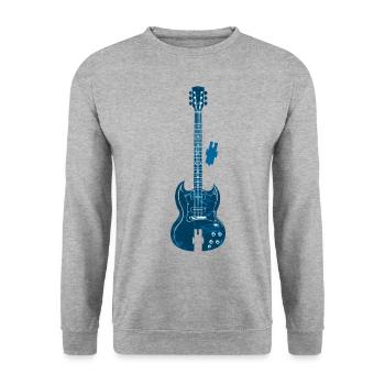 Gitarre Puzzle Blau - Unisex Pullover - Weißgrau meliert - Vorne - Alina (178cm) & Michal (187cm)