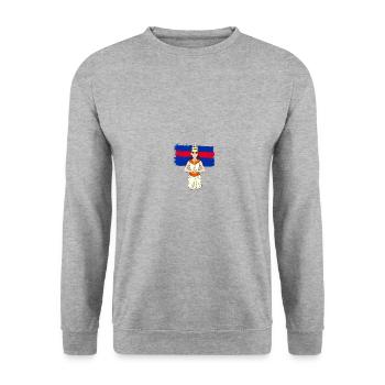 Kambodscha Tradition Tanz Khmer Apsara I Geschenk - Unisex Pullover - Weißgrau meliert - Vorne - Alina (178cm) & Michal (187cm)