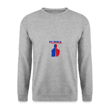 Philippinen Filipina Stolz Flagge Pinay I Geschenk - Unisex Pullover - Weißgrau meliert - Vorne - Alina (178cm) & Michal (187cm)