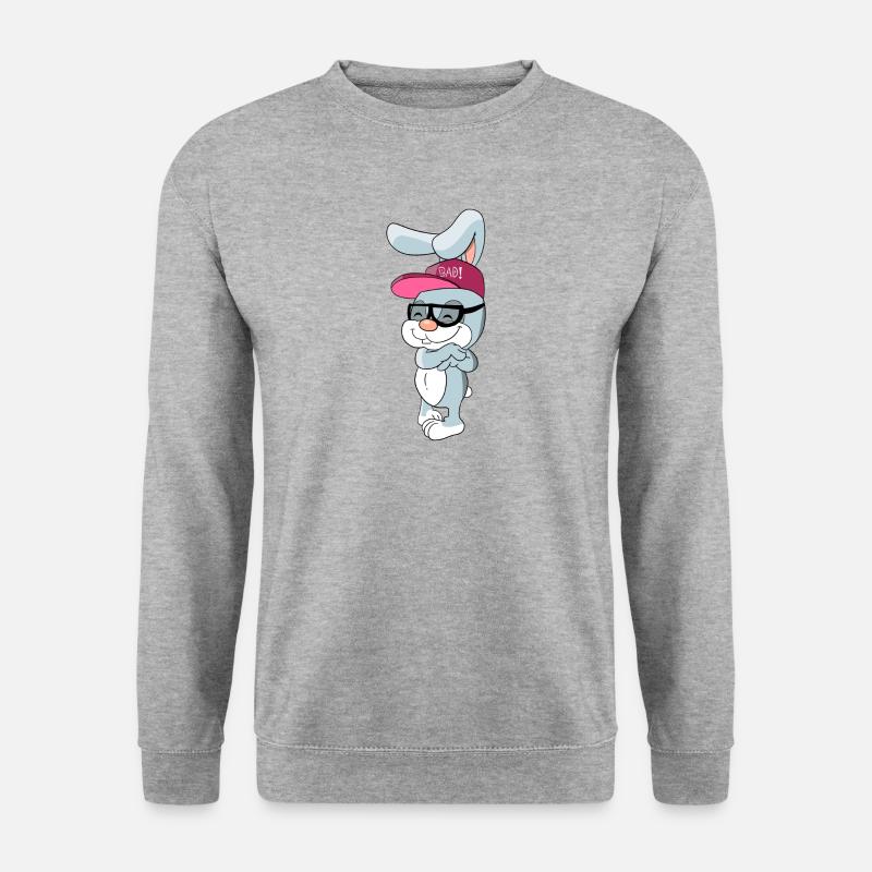 Lapin cool avec capuchon et lunettes - Sweat-shirt Unisexe - gris chiné