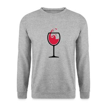 05 Weinglas Herz Tropfen Liebe - Unisex Pullover - Weißgrau meliert - Vorne - Alina (178cm) & Michal (187cm)