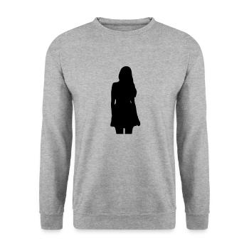 Modell Mädchen Silhouette - Unisex Pullover - Weißgrau meliert - Vorne - Alina (178cm) & Michal (187cm)