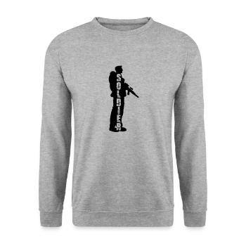 Soldier Silhouette War General Freedom Fighter - Unisex Sweatshirt - salt & pepper - Front - Alina (178cm) & Michal (187cm)