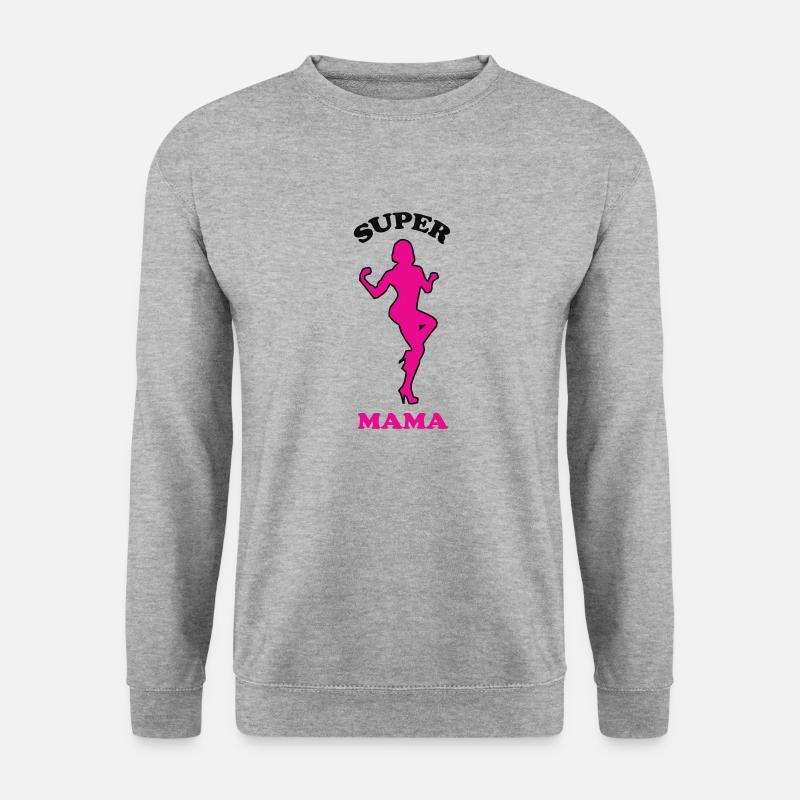 SUPER MAMA - Unisex Pullover - Weißgrau meliert