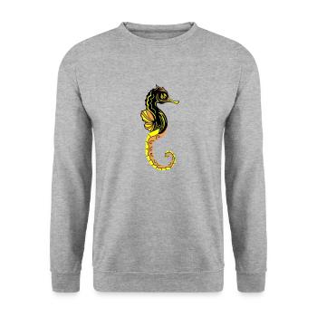 seepferd 02 - Unisex Pullover - Weißgrau meliert - Vorne - Alina (178cm) & Michal (187cm)