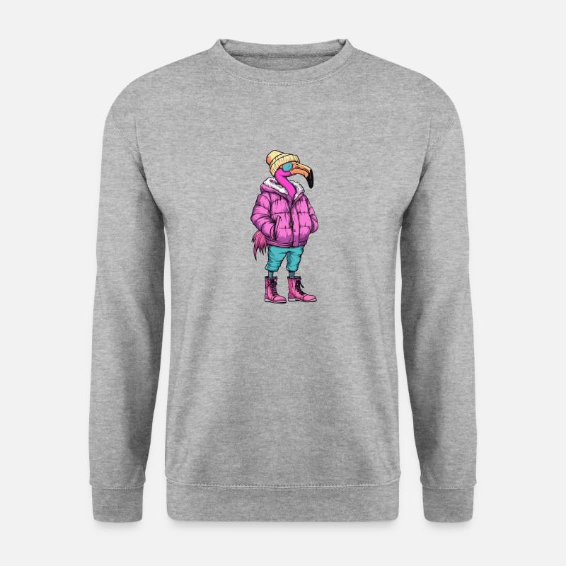 Flamingo Fashion Winter - Unisex Pullover - Weißgrau meliert