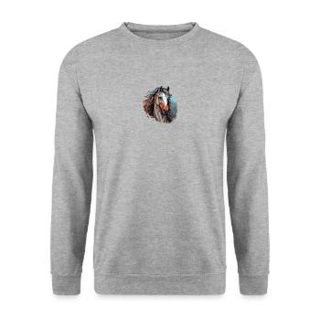 Portrait de cheval - Sweat-shirt Unisexe - gris chiné - Devant - Alina (178cm) & Michal (187cm)