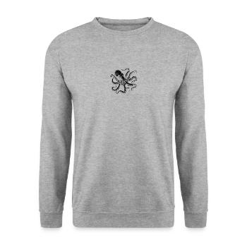 Illustration de poulpe cool en noir - Sweat-shirt Unisexe - gris chiné - Devant - Alina (178cm) & Michal (187cm)