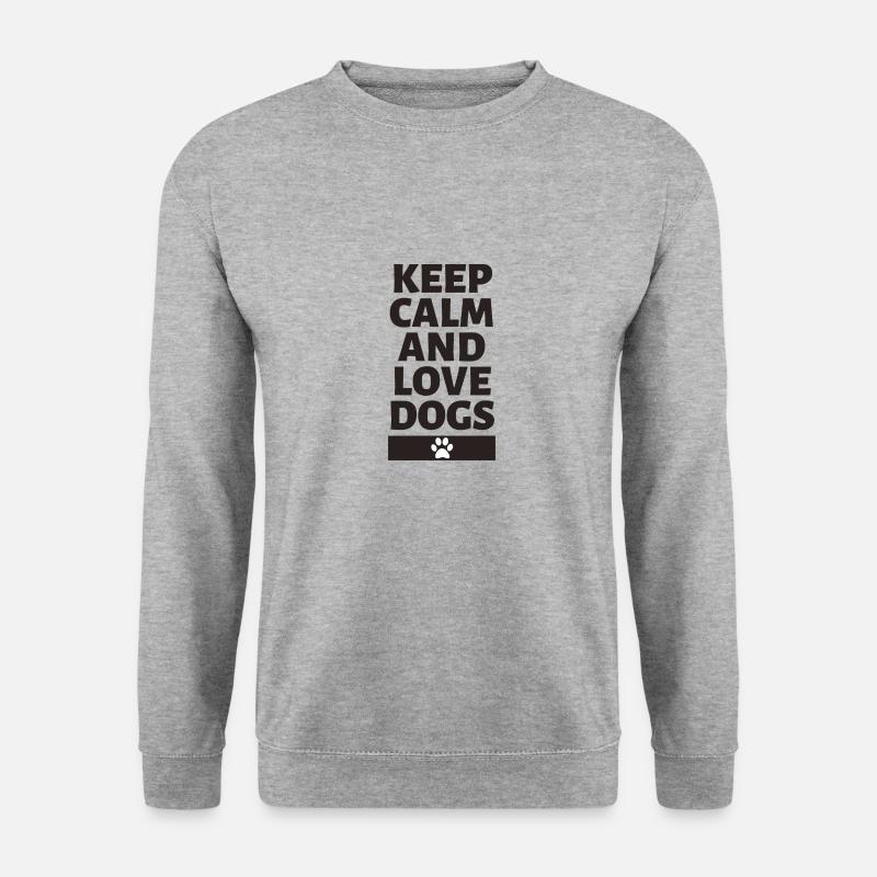 Keep calm and love dogs - Unisex Pullover - Weißgrau meliert