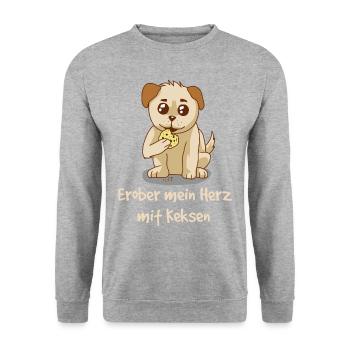 Conquer my heart with cookies <3 dog animals - Unisex Sweatshirt - salt & pepper - Front - Alina (178cm) & Michal (187cm)