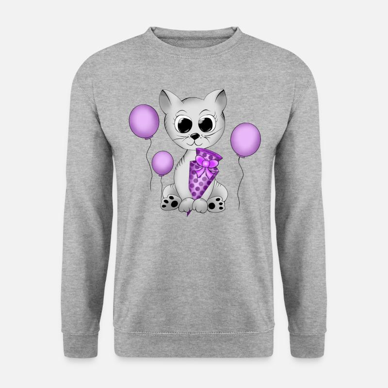 Katze - Unisex Pullover - Weißgrau meliert