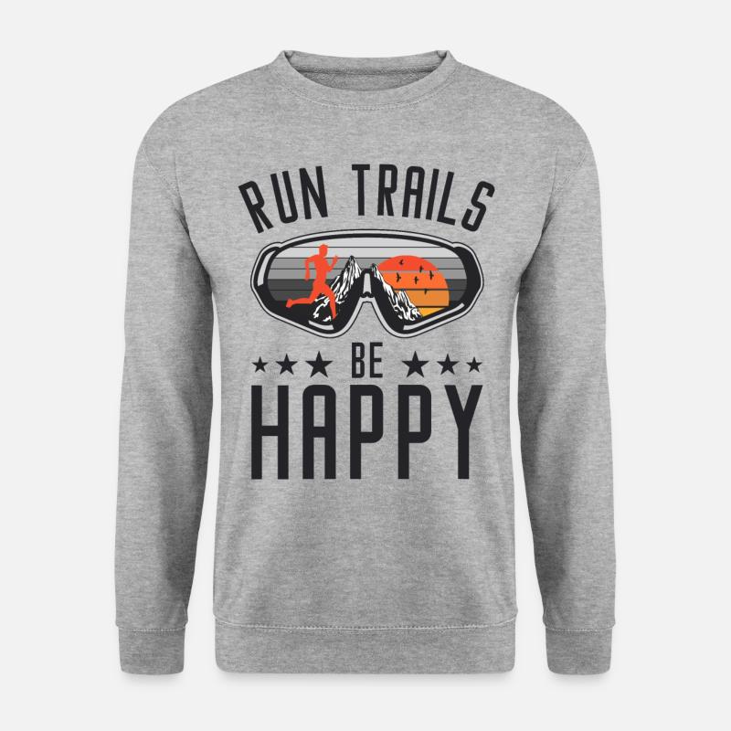 Run Trails Be Happy Trail Runner Sonnenbrille - Unisex Pullover - Weißgrau meliert