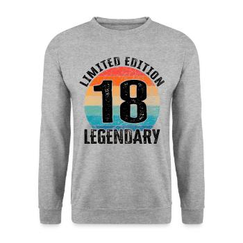 Happy Birthday - 18. Geburtstag - Unisex Pullover - Weißgrau meliert - Vorne - Alina (178cm) & Michal (187cm)