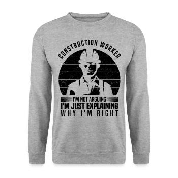 Elektriker - Unisex Pullover - Weißgrau meliert - Vorne - Alina (178cm) & Michal (187cm)