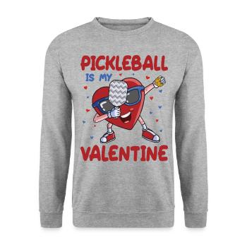 Pickleball is my Valentine Dabbing Heart Valentine - Unisex Sweatshirt - salt & pepper - Front - Alina (178cm) & Michal (187cm)