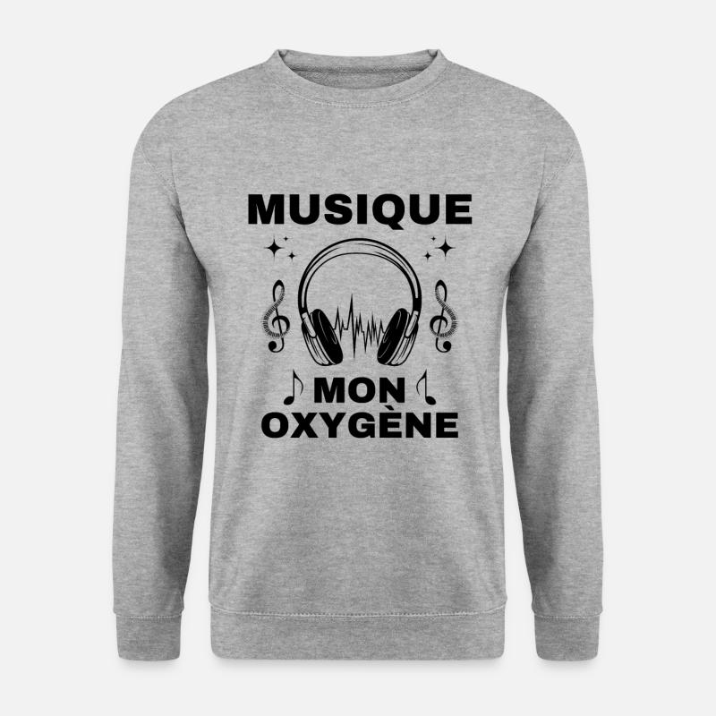 Musik mein Sauerstoff - Unisex Pullover - Weißgrau meliert