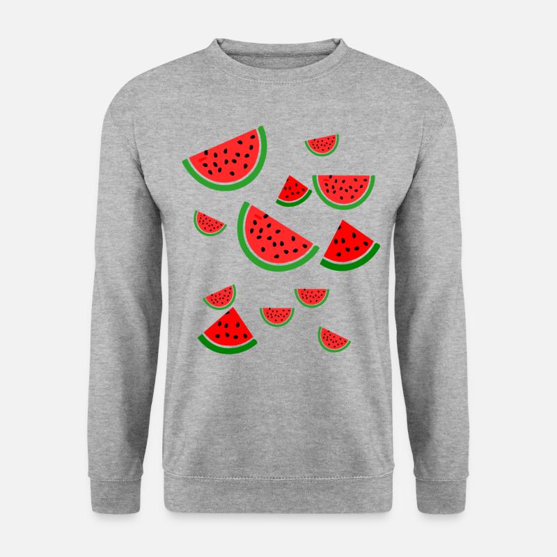 Wassermelone Melone - Unisex Pullover - Weißgrau meliert