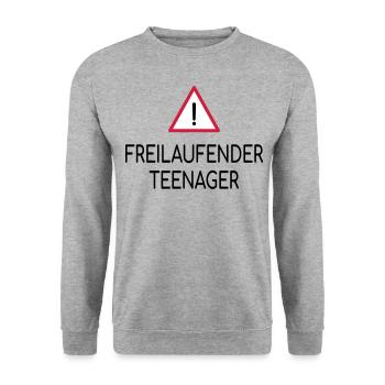 Achtung Freilaufender Teenager - Unisex Pullover - Weißgrau meliert - Vorne - Alina (178cm) & Michal (187cm)