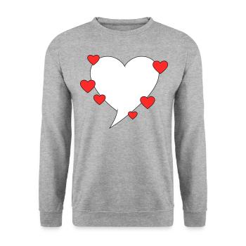 Speech bubble with hearts - Unisex Sweatshirt - salt & pepper - Front - Alina (178cm) & Michal (187cm)
