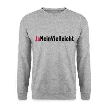 Ja Nein Vielleicht Heiratsantrag Geschenk - Unisex Pullover - Weißgrau meliert - Vorne - Alina (178cm) & Michal (187cm)