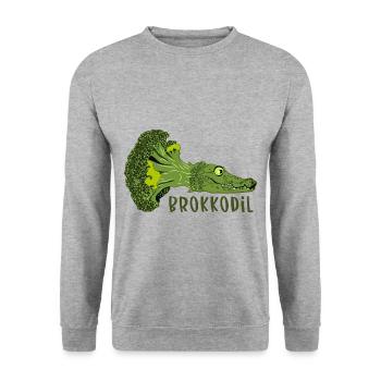 lustige Vegetarier Veganer Geschenke Brokkoli - Unisex Pullover - Weißgrau meliert - Vorne - Alina (178cm) & Michal (187cm)