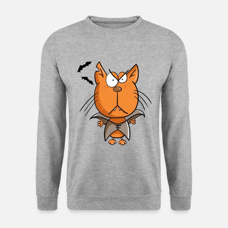 Vampir Katze I Halloween - Unisex Pullover - Weißgrau meliert