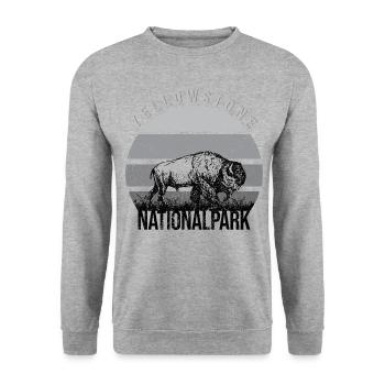 Yellowstone National Park - Unisex Sweatshirt - salt & pepper - Front - Alina (178cm) & Michal (187cm)