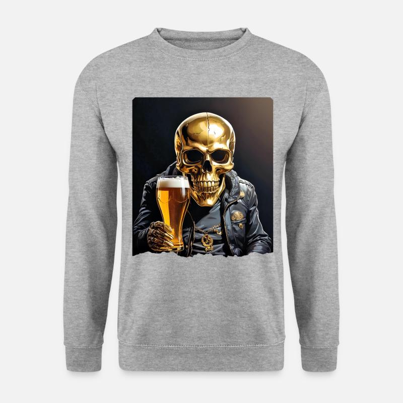 Bier Skull 0.8 - Unisex Pullover - Weißgrau meliert