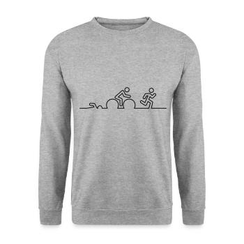 Triathlon, swimming, cycling and running. - Unisex Sweatshirt - salt & pepper - Front - Alina (178cm) & Michal (187cm)