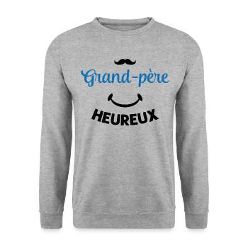 Cadeau drôle grand-père heureux - Sweat-shirt Unisexe - gris chiné - Devant - Alina (178cm) & Michal (187cm)