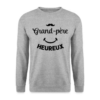 Cadeau drôle grand-père heureux - Sweat-shirt Unisexe - gris chiné - Devant - Alina (178cm) & Michal (187cm)