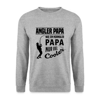 Angler Papa Angeln Angelhaken Hobbyangler Angel - Unisex Pullover - Weißgrau meliert - Vorne - Alina (178cm) & Michal (187cm)