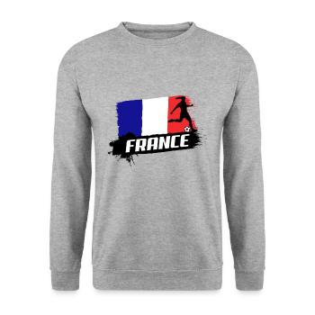  France 2019 Football Féminin - Sweat-shirt Unisexe - gris chiné - Devant - Alina (178cm) & Michal (187cm)