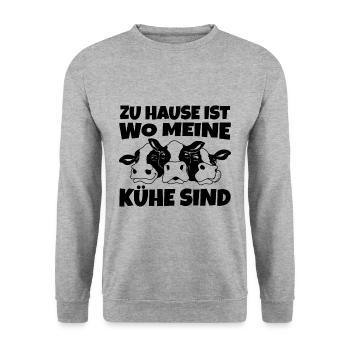 La maison de l’agriculteur est où sont mes vaches - Sweat-shirt Unisexe - gris chiné - Devant - Alina (178cm) & Michal (187cm)