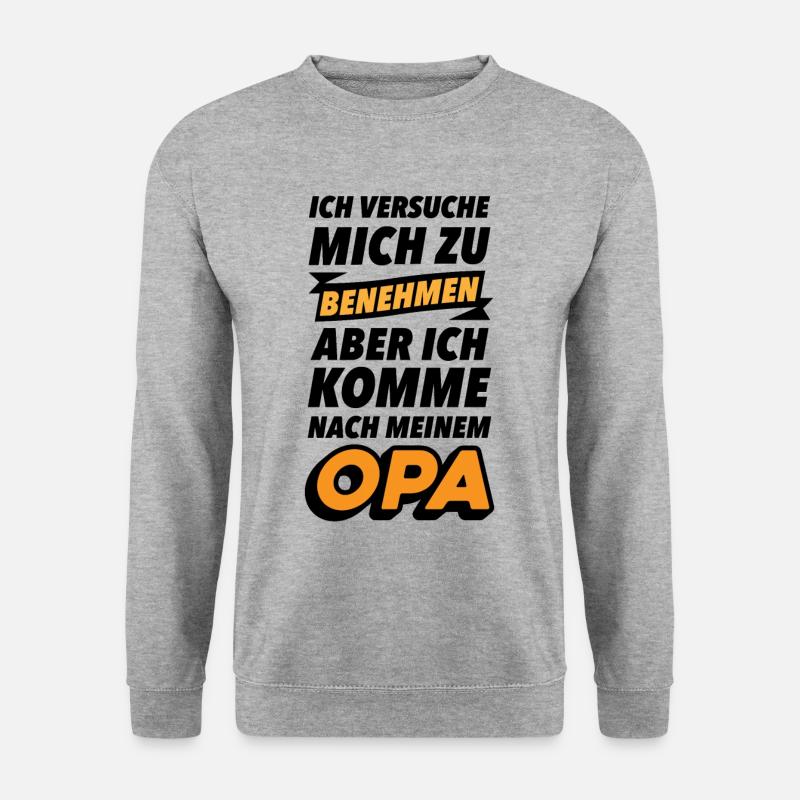 lustige Opa Sprüche Großvater Babysprüche - Unisex Pullover - Weißgrau meliert