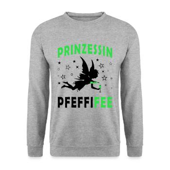 Prinzessin Pfeffifee Pfefferminz Pfefferminzlikör - Unisex Pullover - Weißgrau meliert - Vorne - Alina (178cm) & Michal (187cm)