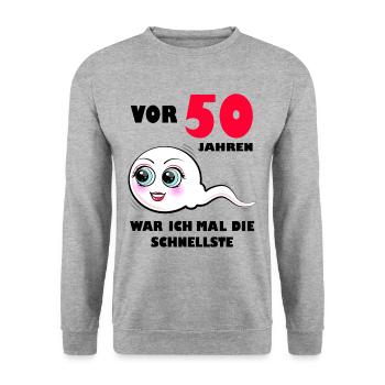 50 Geburtstag Frauen 1971 Jahrgang 50. Jubiläum - Unisex Pullover - Weißgrau meliert - Vorne - Alina (178cm) & Michal (187cm)