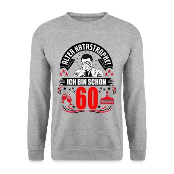 60. Geburtstag Mann Geschenk lustig Geburtstag 60 - Unisex Pullover - Weißgrau meliert - Vorne - Alina (178cm) & Michal (187cm)