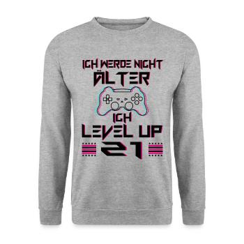 21 Geburtstag Geschenk Level 21 Complete 21 Jahre - Unisex Pullover - Weißgrau meliert - Vorne - Alina (178cm) & Michal (187cm)