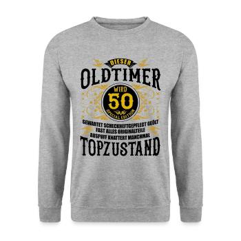 50 Geburtstag 50. Jubiläum 50 Ehrentag Geschenk - Unisex Pullover - Weißgrau meliert - Vorne - Alina (178cm) & Michal (187cm)