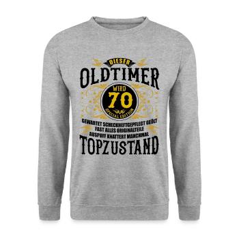 70 Geburtstag 70. Jubiläum 70 Ehrentag Geschenk - Unisex Pullover - Weißgrau meliert - Vorne - Alina (178cm) & Michal (187cm)