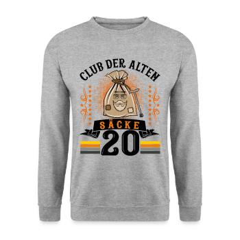 20. Geburtstag Geschenk für Männer Alter Sack 20 - Unisex Pullover - Weißgrau meliert - Vorne - Alina (178cm) & Michal (187cm)
