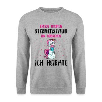 Junggesellinnenabschied Frauen Geschenke Einhorn - Unisex Pullover - Weißgrau meliert - Vorne - Alina (178cm) & Michal (187cm)