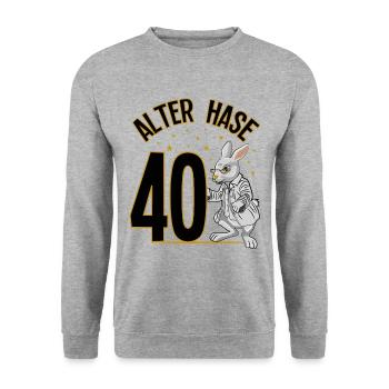 40 Geburtstag Geschenke lustig 40. Geburtstag Mann - Unisex Pullover - Weißgrau meliert - Vorne - Alina (178cm) & Michal (187cm)