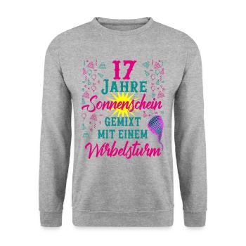 17 Geburtstag Frauen Geschenk 17 Jahre Geburtstag - Unisex Pullover - Weißgrau meliert - Vorne - Alina (178cm) & Michal (187cm)