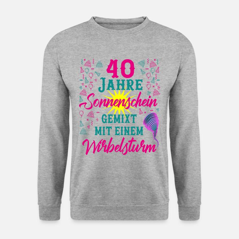 40 Geburtstag Frauen Geschenk 40 Jahre Geburtstag - Unisex Pullover - Weißgrau meliert