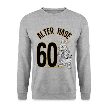 60 Geburtstag Geschenke lustig 60. Geburtstag Mann - Unisex Pullover - Weißgrau meliert - Vorne - Alina (178cm) & Michal (187cm)